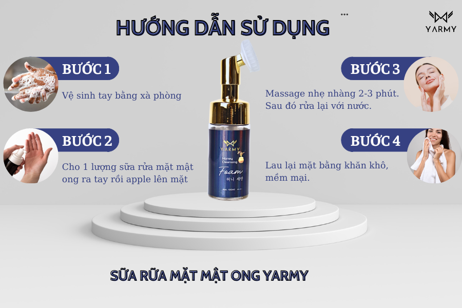 Hướng dẫn sử dụng sữa rửa mặt mật ong Yarmy